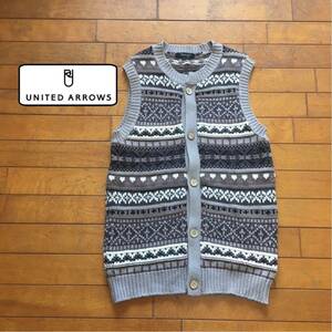 ★【 UNITED ARROWS 】★ Rhythm of Life コットン ジャガード クルーネック ベスト★サイズL★i847