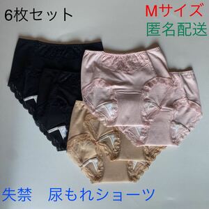 6枚組 Mサイズ 尿漏れパンツ 20cc 失禁ショーツ 軽失禁　安心ショーツ 女性用 失禁パンツ レディース 婦人用