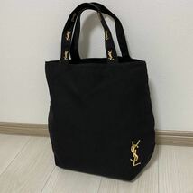 【450】YVES SAINT LAURENT イヴサンローラン イヴ・サンローラン トートバッグ ハンドバッグ ビンテージ 良品 黒 ブラック ブランド_画像1