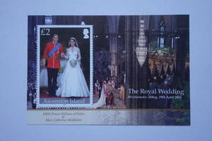 外国切手：（イギリス海外領土）アセンション諸島切手 「ロイヤルウエディング・ウィリアム王子御成婚」小型シート 未使用