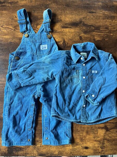 Lee 厚手シャツ&サロペットセット 90
