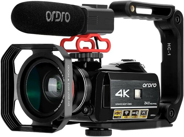 AC3 HD 4Kビデオカメラ Vlogビデオレコーダ 1080P 60FPS 赤外線暗視対応、IPSタッチスクリーン、デジタルズーム
