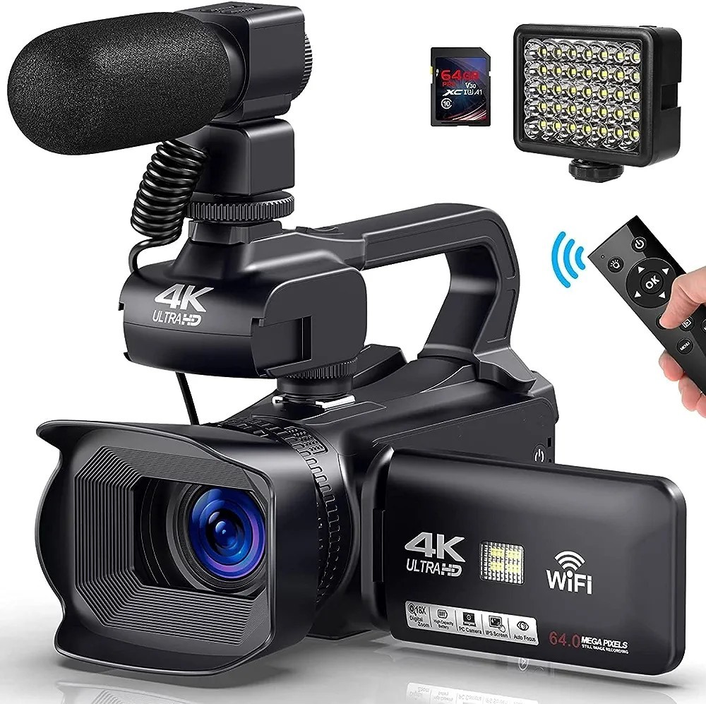 ビデオカメラ 4K 48MP 30FPS IRナイトビジョン付きVlogカメラ YouTube 