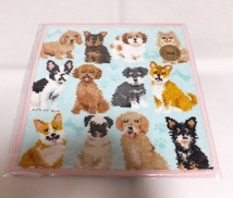 フェイラー FEILER マイキュートパピー ハンカチ 犬 子犬 dog タオル ペールグリーン×ピンク 完売品 _画像1