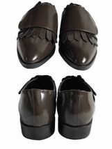 美品FABIO RUSCONI ファビオルスコーニ ローファー シューズ マジックテープ 革靴 イタリア製 ITALY ブラウン フリンジ サイズ36 loafer_画像9