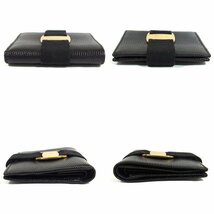 フェラガモ ヴァラリボン 二つ折り財布 ミニウォレット ゴールド金具 レザー ブラック Salvatore Ferragamo ◆_画像3