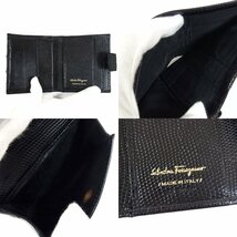 フェラガモ ヴァラリボン 二つ折り財布 ミニウォレット ゴールド金具 レザー ブラック Salvatore Ferragamo ◆_画像5