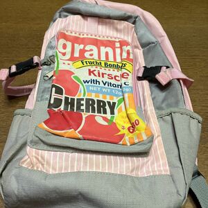  rucksack gray × pink Cherry pattern 