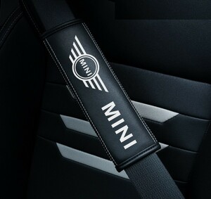BMW///MINI用★シートベルトパッド2本 レザー製 シートベルトカバー 摩擦 圧力 軽減 肩 首 保護 肩当て パッド カー用品