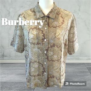 【希少品　ビンテージ】Burberryイタリア製バーバリー①　シャツXL サイズ　三陽商会 柄 半袖シャツ