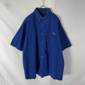 Blue Generation 半袖ボタンダウン シャツ　古着　XLサイズ　ブルー　ヴィンテージ 刺繍ロゴ　WORK WEAR