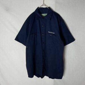 レッドキャップ　半袖ワークシャツ　古着　Mサイズ　ダークネイビー　ヴィンテージ WORK WEAR ALL COTTON