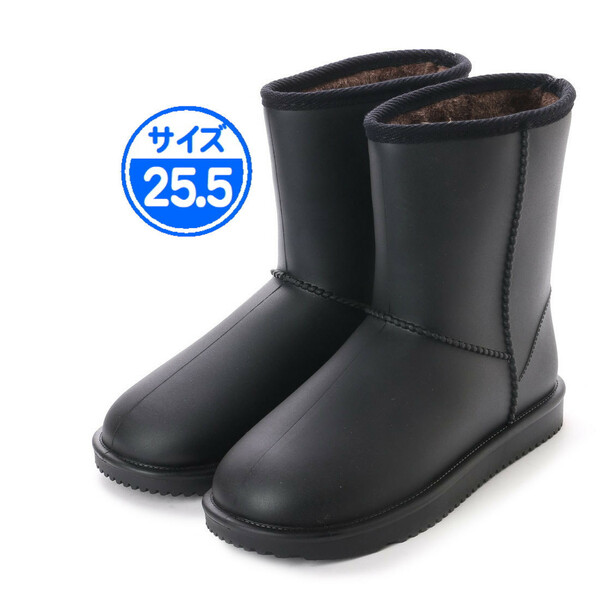 【新品 未使用】防寒ブーツ ムートン風 ブラック 25.5cm 黒 21076
