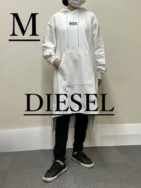 ディーゼル　スウェット ワンピース 1021　Mサイズ　ホワイト　新品 タグ付　DIESEL　A04858 0BAWT 100　ロゴ　パーカー　ドレス