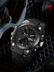 腕時計 メンズ クォーツ 1個 ブラックチック ストラップ ファッショナブル 耐水 ラウンドダイヤルクォーツウォッチ , 日常の