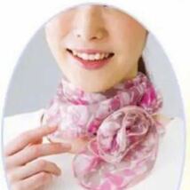 399整理品　花柄　スカーフ　ピンク色_画像1