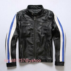 レザージャケット 本革 シングルライダース ライダースジャケット 革ジャン カウハイド　バイクジャケット 牛革 S～4XL A-39