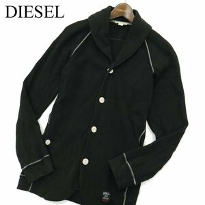 DIESEL ディーゼル 通年 ショールカラー★ 切替 ワッフル カーディガン ジャケット Sz.S　メンズ 黒　A3T09886_8#O