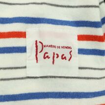 Papas パパス 通年 ロゴ刺繍★ ボーダー プルオーバー フーディー パーカー Sz.M　メンズ 日本製　A3T09879_8#F_画像8