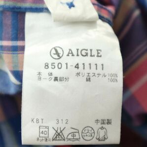 AIGLE エーグル 通年 ポリ100%★ 長袖 チェック シャツ Sz.M メンズ アウトドア A3T09954_9#Cの画像6