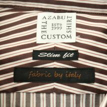 【新品 未使用】 AZABU THE CUSTOM SHIRT 麻布テーラー 通年 イタリア製生地 長袖 ストライプ シャツ Sz.40　メンズ 日本製　A3T09975_9#C_画像7