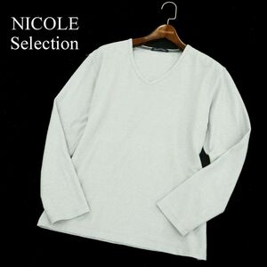 NICOLE Selection ニコル セレクション 通年 Vネック★ コットン ニット セーター カットソー Sz.48　メンズ グレー　A3T10234_9#F