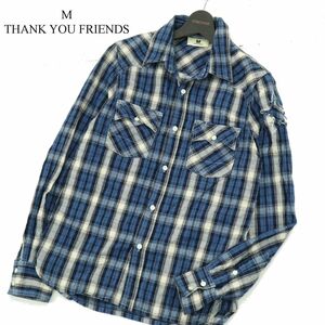 M THANK YOU FRIENDS エム サンキューフレンズ 通年 スター★ 長袖 ウエスタン チェック シャツ Sz.S　メンズ　A3T10020_9#C