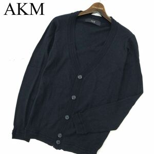 AKM Contemporary エイケイエム 秋冬 アンゴラ混★ ニット カーディガン Sz.XL　メンズ ネイビー 大きいサイズ　A3T10431_9#K