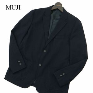 20AW★ MUJI 無印良品 通年 総裏 アンコン テーラード ジャケット Sz.L　メンズ ネイビー　A3T10419_9#O