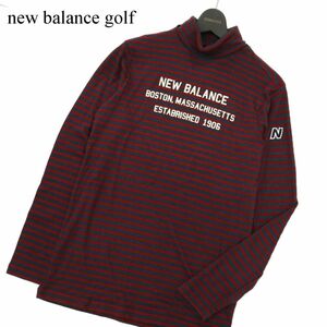 new balance golf ニューバランス ゴルフ 秋冬 ロゴ★ ボーダー タートルネック ニット セーター Sz.6　メンズ　A3T10463_9#E