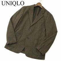 美品 20AW★ UNIQLO ユニクロ 秋冬 千鳥 ガンクラブチェック コンフォート ジャージー テーラード ジャケット Sz.M　メンズ　A3T10590_9#N_画像1