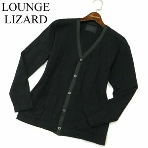 LOUNGE LIZARD ラウンジリザード 通年★ リンクス コットン ニット カーディガン Sz.2　メンズ 黒 日本製　A3T10800_9#O