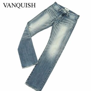 VANQUISH ヴァンキッシュ 通年 USED&ペイント加工★ スリム ストレート デニム パンツ ジーンズ Sz.28　メンズ 日本製　A3B04498_9#R