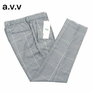 【新品 未使用】 a.v.v アーヴェヴェ 通年 千鳥格子柄 ストレッチ テーパード スラックス パンツ Sz.M　メンズ　A3B04515_9#R