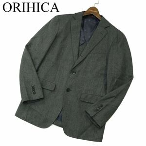 ORIHICA オリヒカ 秋冬 背抜き カシミヤ混★ ウール アンコン テーラード ジャケット Sz.M　メンズ グレー ビジカジ　A3T10778_9#N