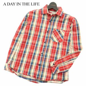 A DAY IN THE LIFE United Arrows autumn winter * long sleeve Work check flannel shirt Sz.M men's made in Japan A3T10736_9#B