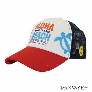 ★1送料無料 オークション♪ブルーティーゴルフ 【レッド/ネイビー】ALOHA ON THE BEACHメッシュキャップ【CP-006】BLUE TEE GOLF