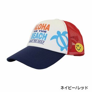 ★3送料無料 オークション♪ブルーティーゴルフ 【ネイビー/レッド】ALOHA ON THE BEACHメッシュキャップ【CP-006】BLUE TEE GOLF