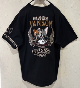 ＊バンソン vanson×トムとジェリー TOMandJERRY 刺繍 半袖 Tシャツカットソー トップス XL　　　 　　　　BJBC.I