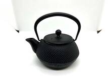 7051★1円～ 現状品 岩鋳 鉄瓶 茶道 茶道具 金属工芸品 茶器 急須 鉄器 アンティーク 昭和レトロ 煎茶道具 金属工芸 直径10cm 最大幅13cm _画像1