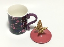 【ANNA SUI×Francfranc】（NO.5155）アナスイ×フランフラン フタ付きマグ フラワー　化粧箱付き　ピンク 未使用_画像5