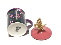 【ANNA SUI×Francfranc】（NO.5155）アナスイ×フランフラン フタ付きマグ フラワー　化粧箱付き　ピンク 未使用_画像4