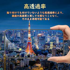 各2枚 日本製 旭硝子 素材 iPhone 15 画面 / カメラ ガラス フィルム カバー ガイド枠付き 9H硬度 高透過率 自動吸着 貼り付け簡単