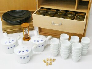 ♯希少 金榮堂 造 闘茶会具 一式 茶筒 急須 湯呑 拝見盆 木札 砂時計 など 木箱付き 金栄堂 茶歌舞伎 七事式 闘茶器具 闘茶皆具 煎茶道具