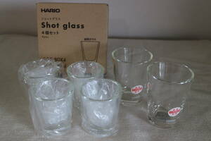 未使用ハリオHARIO耐熱ガラス ショットグラス6個（80ml4個箱入り 140ml2個）