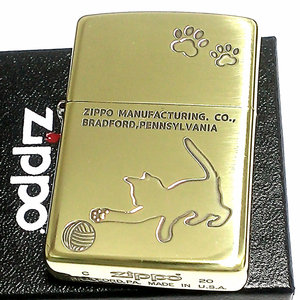 ジッポ ライター ZIPPO 猫 ゴールド 真鍮 いぶし仕上げ おしゃれ メンズ 金 可愛い キャットシリーズ 女性 ギフト プレゼント