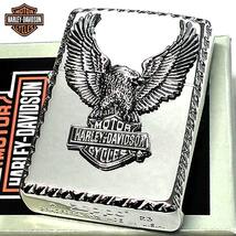 ZIPPO ライター HARLEY-DAVIDSON ジッポ ハーレー ダビッドソン イーグルメタル かっこいい シルバー 鷲 銀 鏡面 コーナーリューター加工_画像1