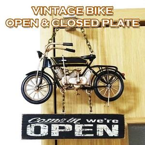 看板 オープン クローズ 店舗用 プレート ビンテージカー バイク かっこいい プラッケ ドアプレート OPEN＆CLOSE 可愛い カフェ