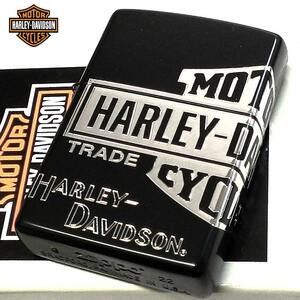 ZIPPO ハーレー ダビッドソン 3面彫刻 ロゴ ジッポ ライター マットブラック 黒 シルバーメッキ HARLEY-DAVIDSON 銀差し かっこいい