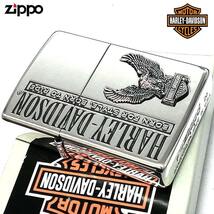 ZIPPO ハーレー ダビッドソン ジッポ ライター かっこいい イーグルメタル HARLEY-DAVIDSON 鷲 シルバー燻し ロゴ シルバー ギフト_画像1